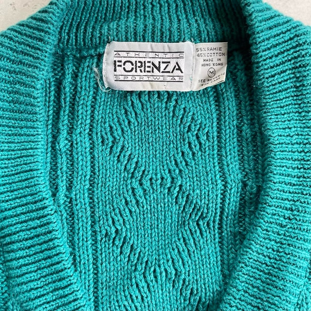 Vintage Forenza Teal Chunky Knit Sleeveless Sweater Vest - Picture 2 of 6